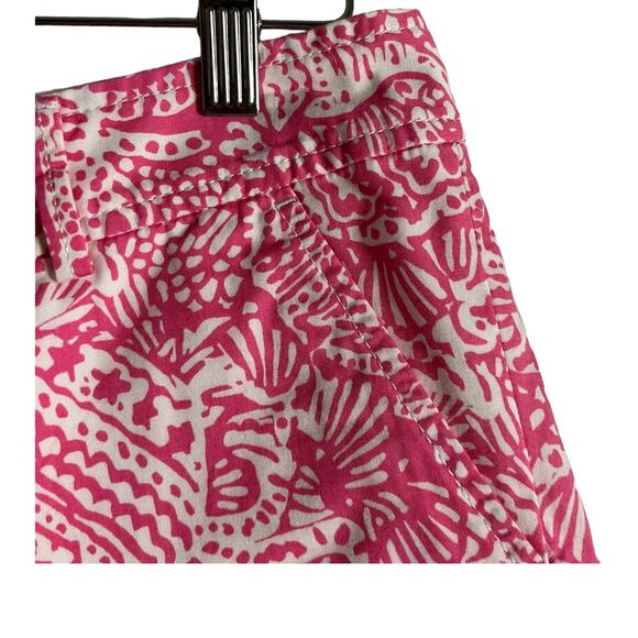 Lilly Pulitzer Hottie Pink White Get Crackin Buttercup Scalloped Shorts Size 2 - Picture 3 of 7